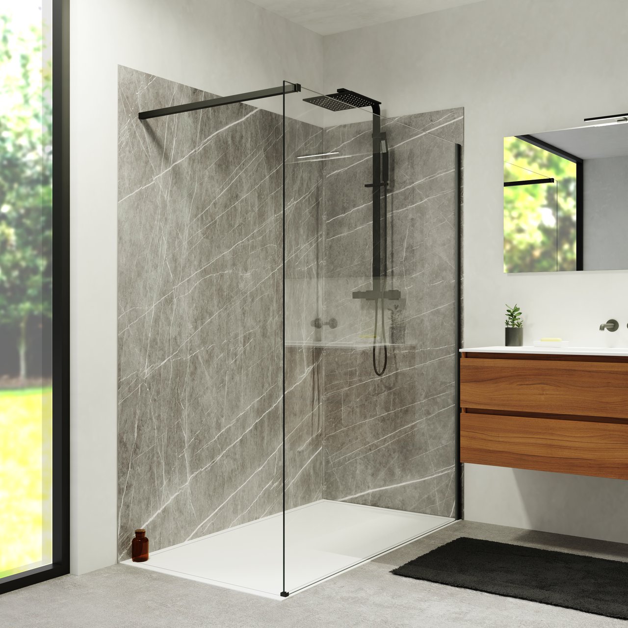 Balmani Endless douchebak 160 x 90 cm Solid Surface mat wit