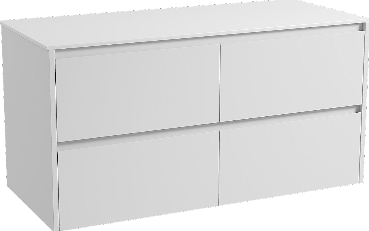 Storke Seda hängendes Möbelstück Set: 120 x 52 cm, Weiß matt, mit Tavola Einzel- oder Doppel Waschtischplatte, Solid Surface Weiß matt