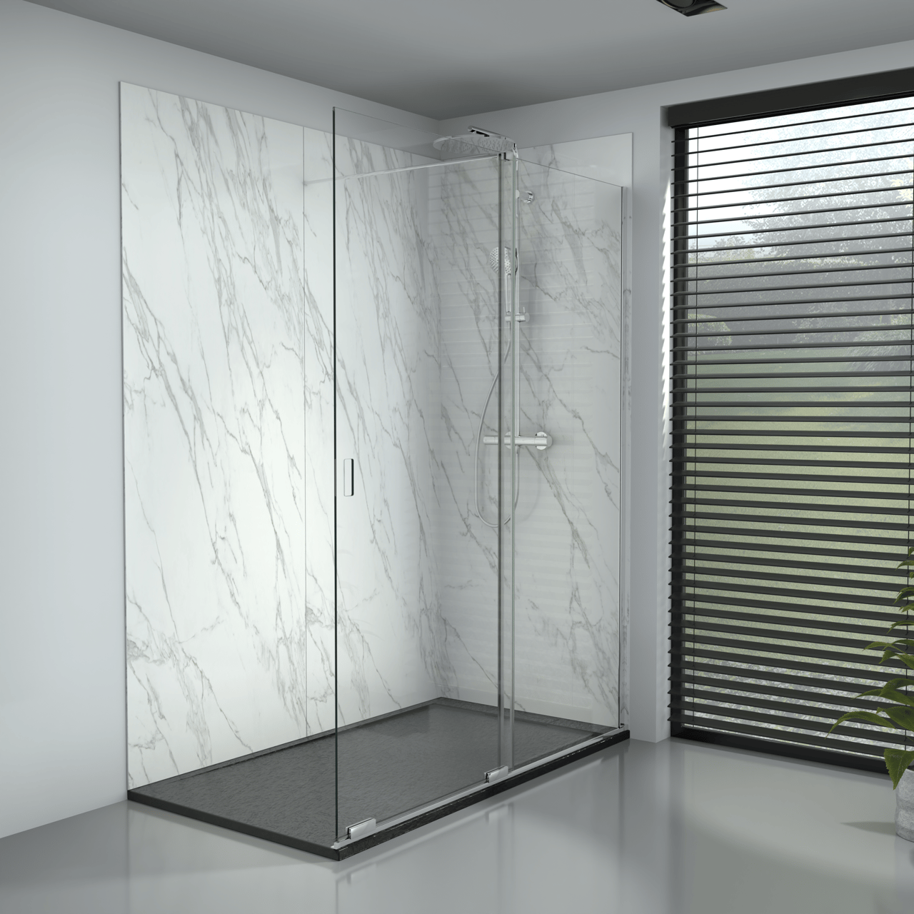 Balmani Move Slide douche à l'italienne avec panneau coulissant 160 x 200 cm verre transparent, avec coating, profil chrome