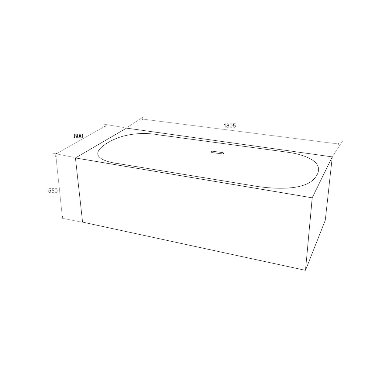Balmani Rallanta baignoire îlot rectangulaire 180 x 80 cm Solid Surface blanc mat