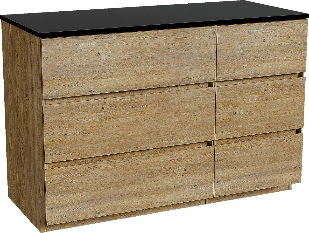 Storke Edge freistehendes Möbelstück Set: 120 x 52 cm, Rohe Eiche, mit Panton Einzel- oder Doppel Waschtischplatte, Pulverbeschichtetes MDF Schwarz matt