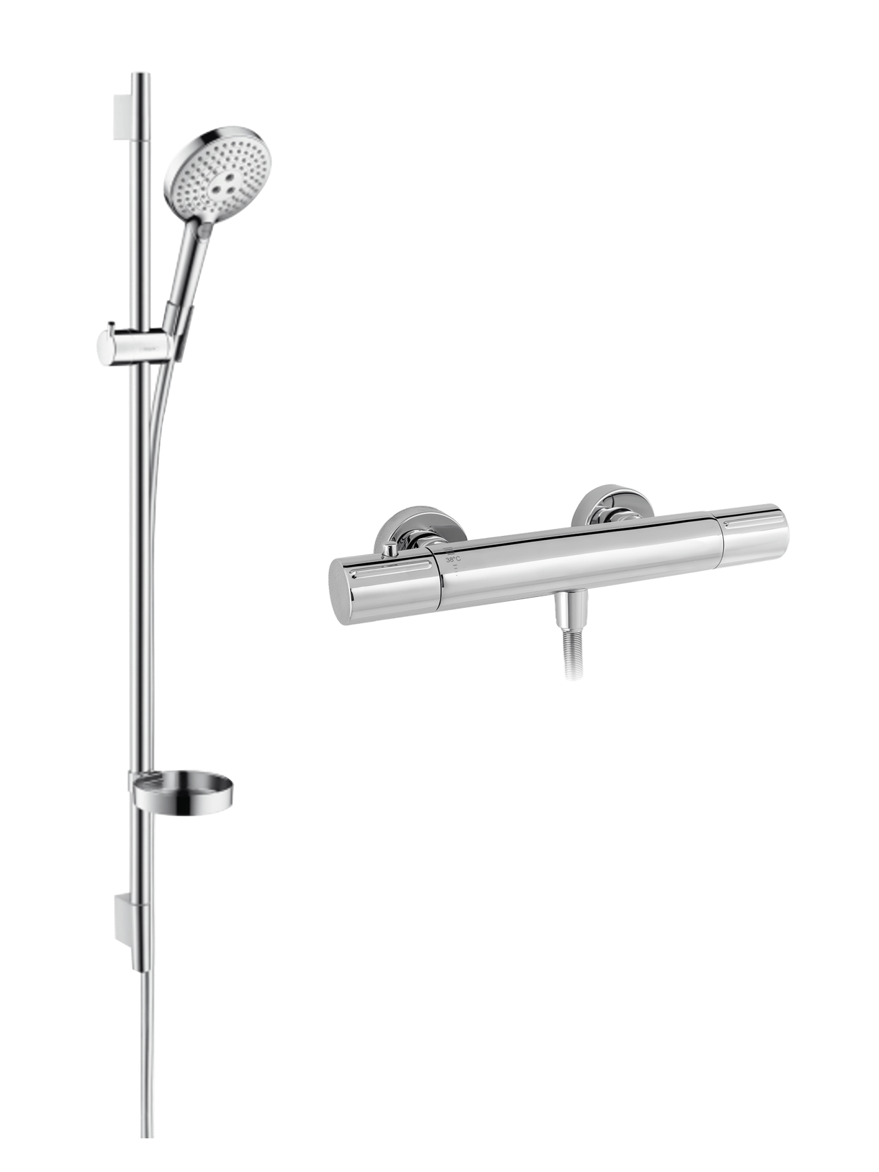 Blaufoss Orion Duschsystem: Wandmontage, inkl. Thermostat-Duscharmatur, Chrom glänzend