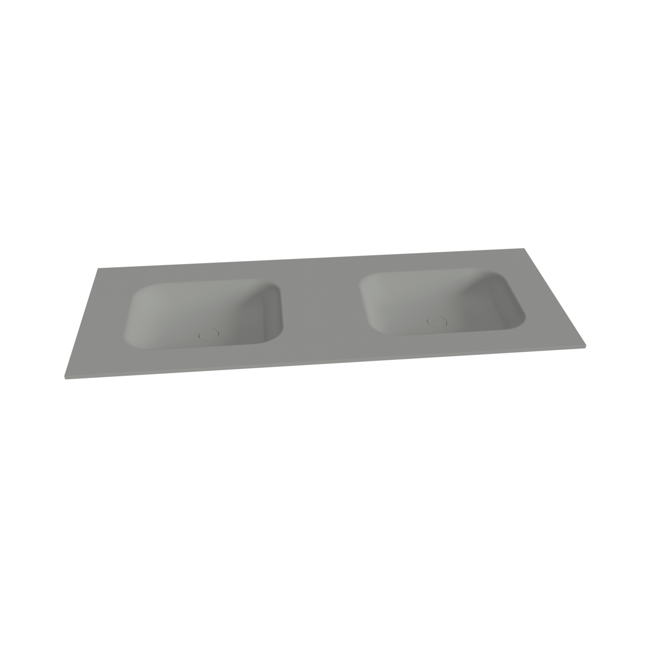 Balmani Tablo Arcato dubbele wastafel met crepine mat steengrijze Solid Surface 150 x 55 cm