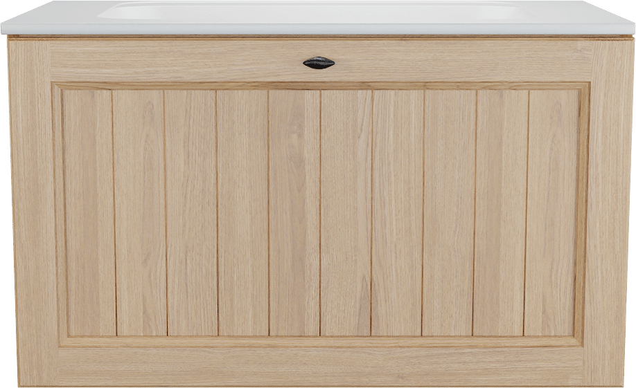 Balmani Lemon meuble salle de bains suspendu 90 x 55 cm, plaqué chêne naturel avec Tablo Strada plan simple en blanc mat