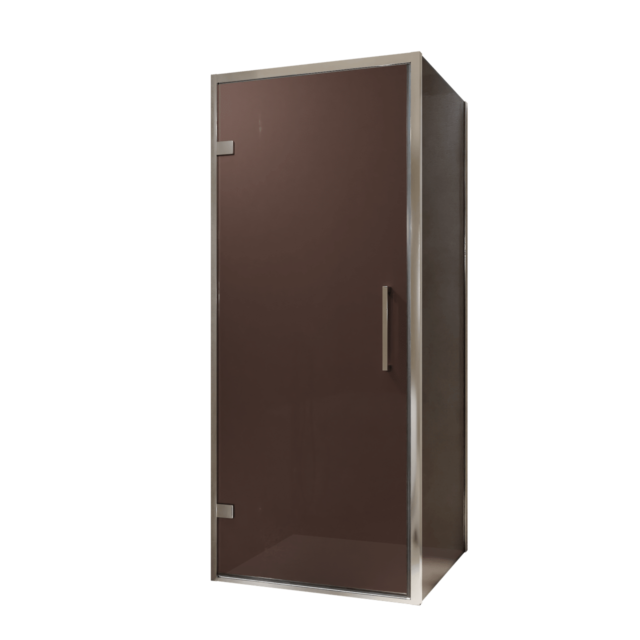 Balmani Senses Design douchehoek met linkse draaideur en vaste zijwand, 90 x 80 cm, Brons, Chroom profielen