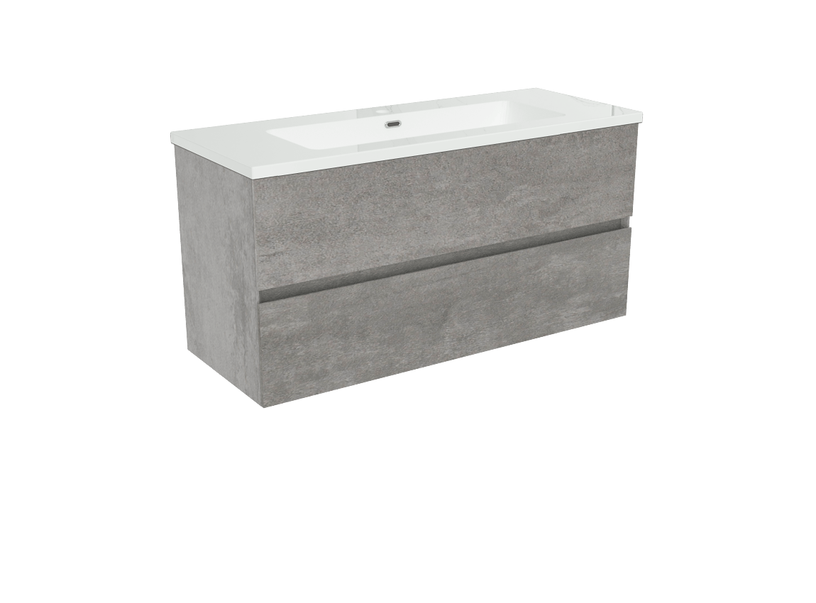 Storke Edge meuble de salle de bains suspendu 100 x 40 cm béton gris foncé avec Diva vasque simple en marbre composite brillant