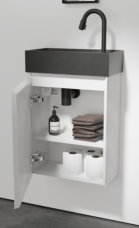 Balmani Mitra meuble wc suspendu 42 x 21 cm blanc mat avec Dama plan vasque en granite doux