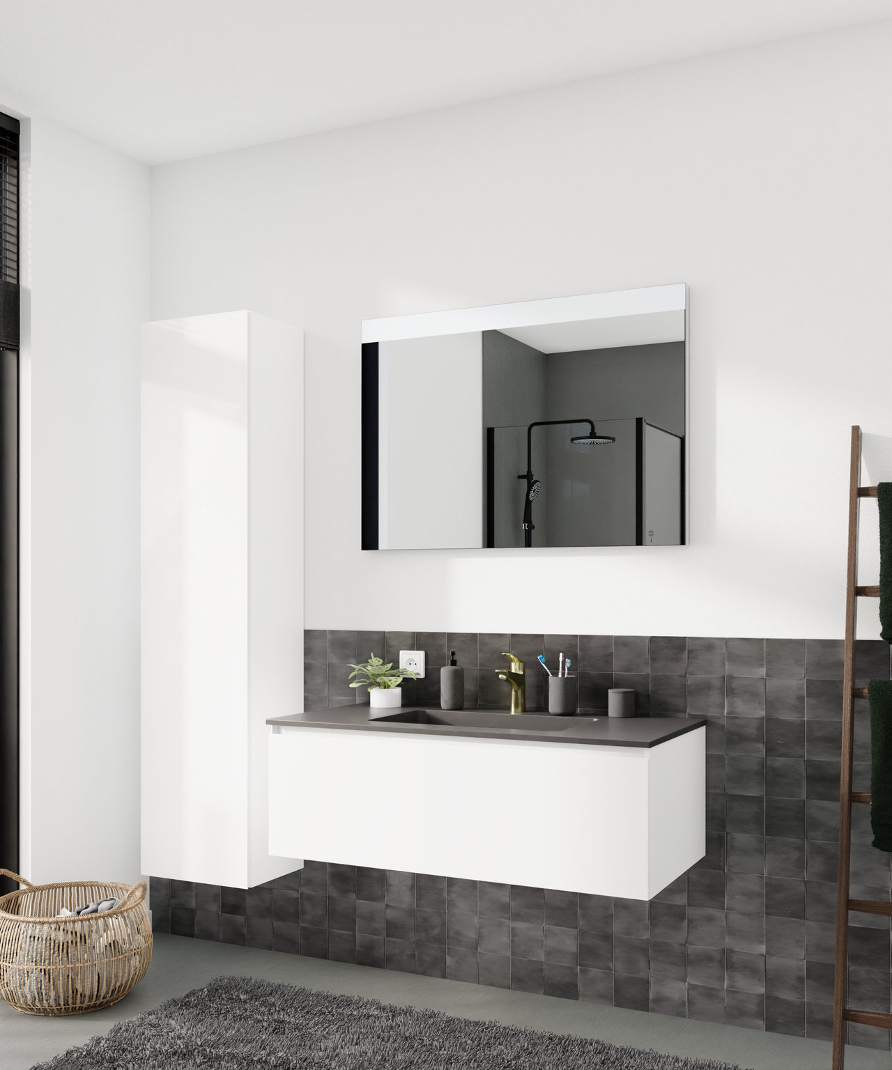 Storke Scuro Einzelwaschtisch, Quarz matt, 105 x 52 cm