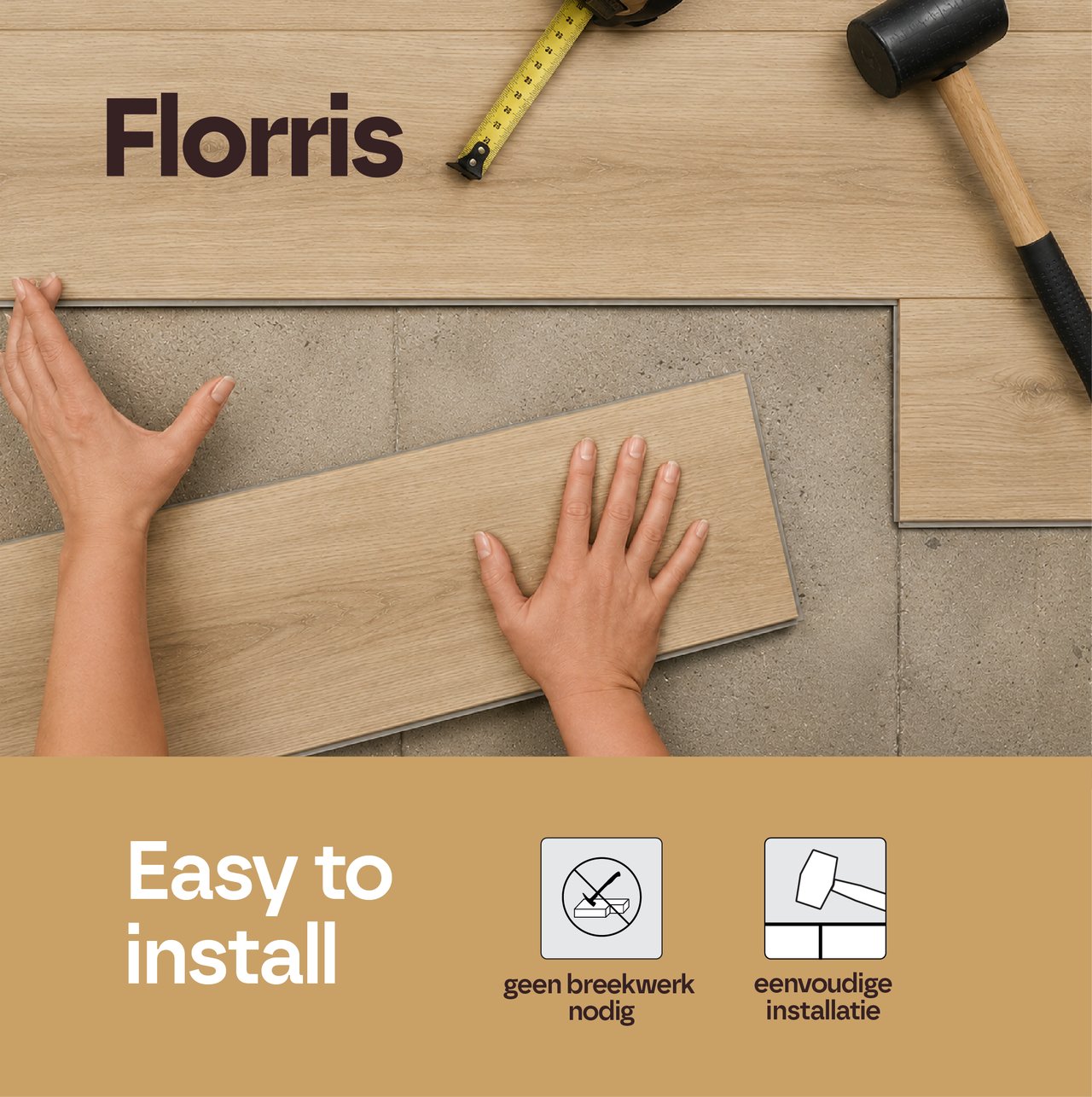 Florris Milano SPC klik vinyl vloer, 6 stuks, 40x80cm, Creamy Latte