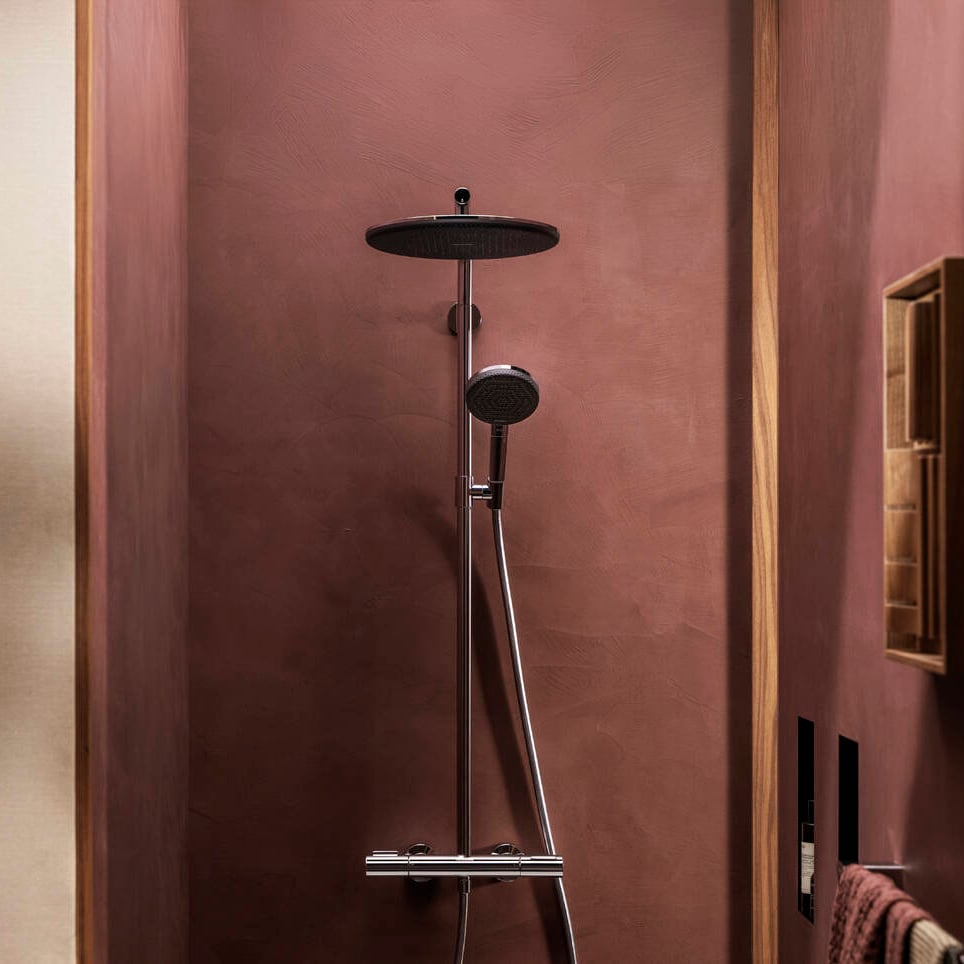Hansgrohe Raindance Alive S Puro Showerpipe regendoucheset 300 1jet, Ecosmart met Ecostat element thermostaat Glanzend Chroom