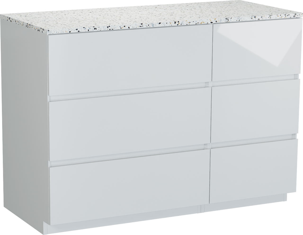 Storke Edge meuble salle de bains à poser 120 x 52 cm blanc brillant avec Tavola tablette en blanc/noir terrazzo mat