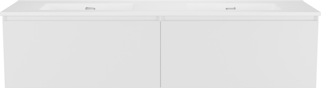 Storke Edge meuble salle de bains suspendu 150 x 52 cm blanc mat avec Kera double vasque en porcelaine blanc mat, bondes incluses