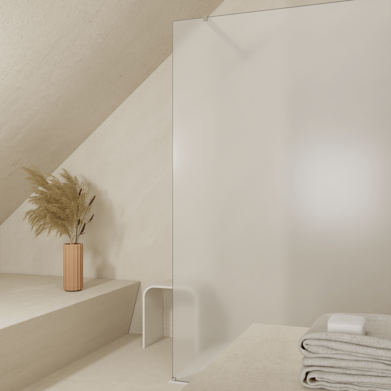 Balmani Modular Walk-In Dusche: 80 x 200 cm, Permafrost, inklusive Coating, Profil Chrom glänzend