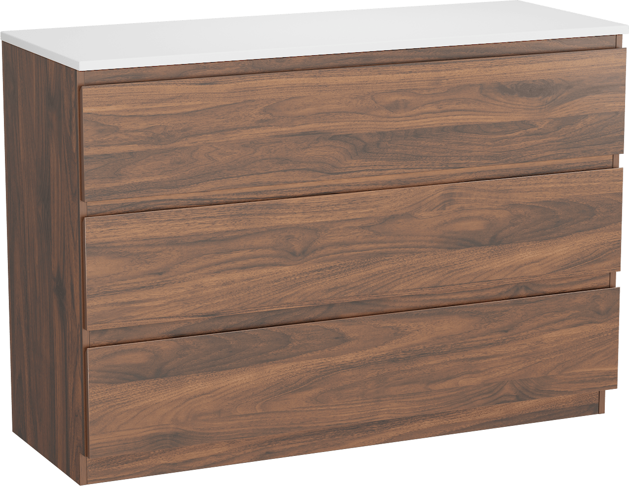 Linie Lado freistehendes Möbelstück Set: 120 x 46 cm, Nussbaum, mit Lado Doppel Waschtischplatte, Marmorkomposit Weiß matt