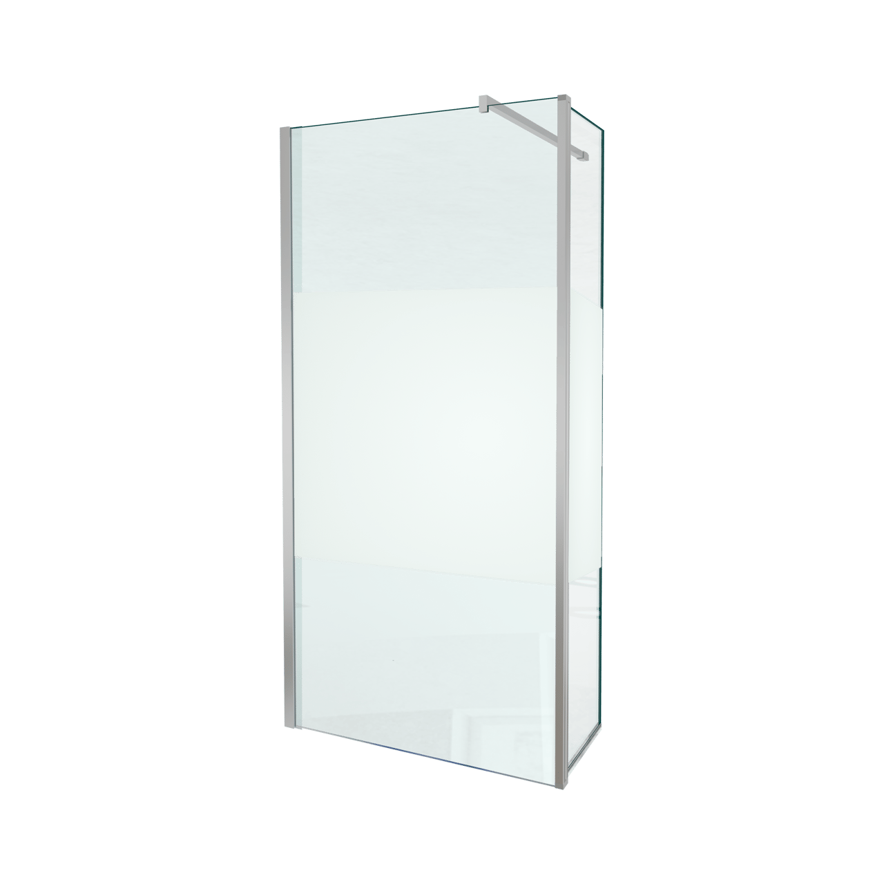 Balmani Move douche à l'italienne avec panneau latéral pivotant 100 x 200 cm verre transparent avec bande mate profil chrome brillant