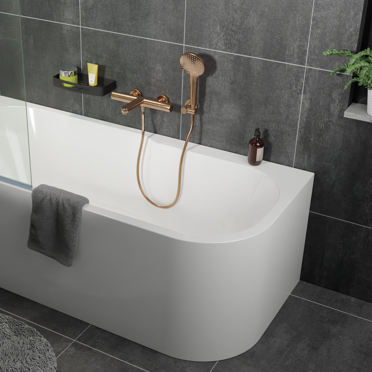 Blaufoss Round Handbrause-Set: 3jet, Brushed Rosegold