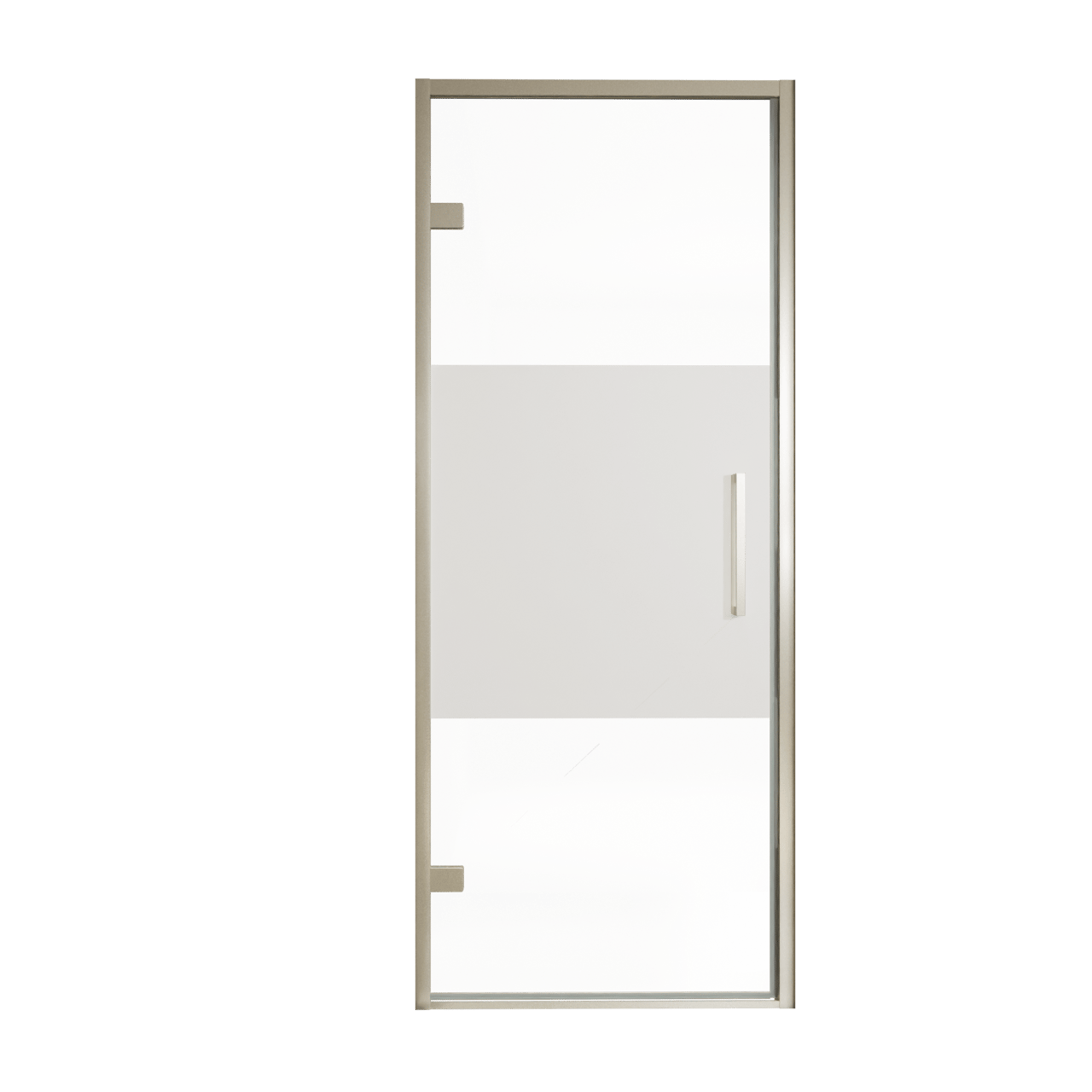 Balmani Senses Design douche draaideur links 90 cm x 210 cm Helder glas met matte strook, Brushed CoolMetal profielen, met coating