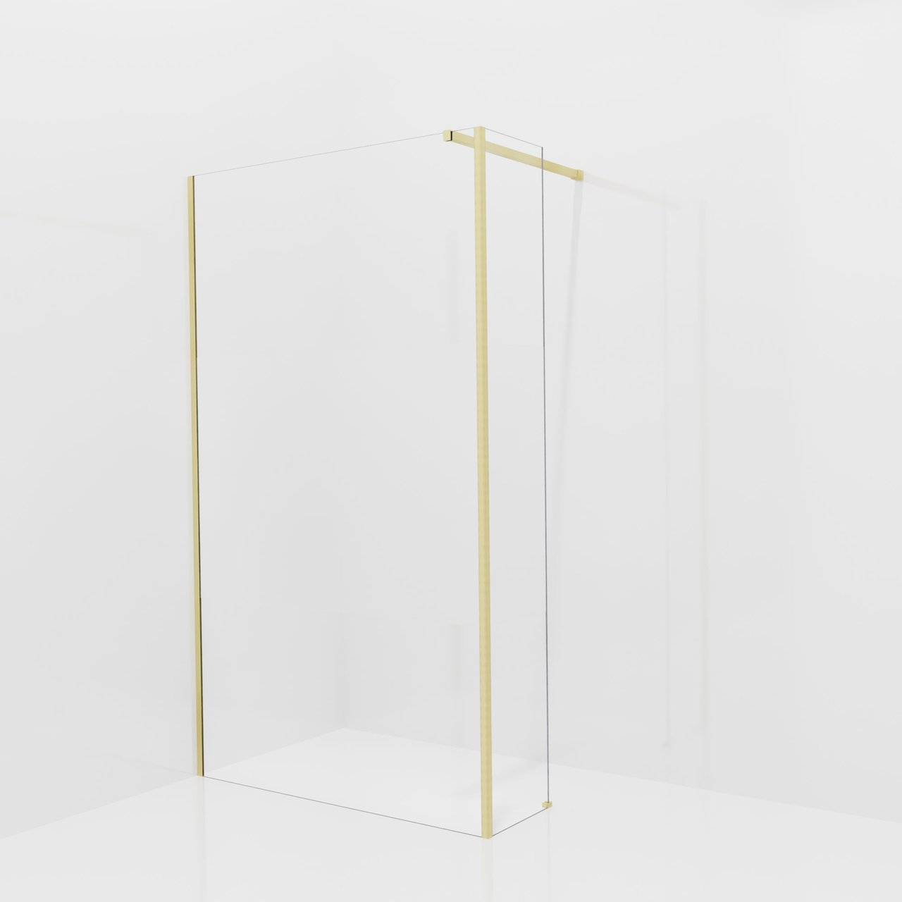 Balmani Modular douche à l'italienne avec paroi latérale fixe: 120 x 200 cm, Verre transparent avec bande mate, Profil Brushed Champagne Gold