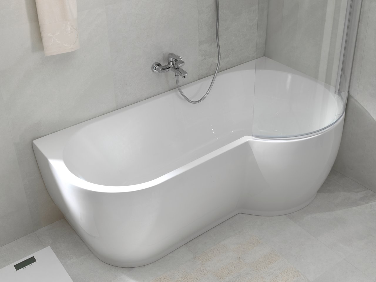 Linie Paulo baignoire d'angle droite duo 170 x 90 cm acrylique Blanc Brillant