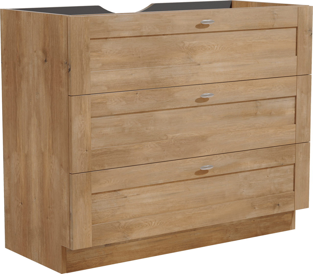 Linie Classo staand badkamermeubel 100 x 46 cm natuur eik met Vano enkele wastafel in composietmarmer glanzend wit