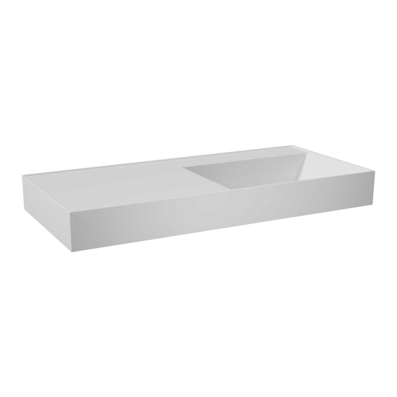 Balmani Argila asymmetrisch rechtse wastafel composietmarmer mat wit 100 x 46 cm