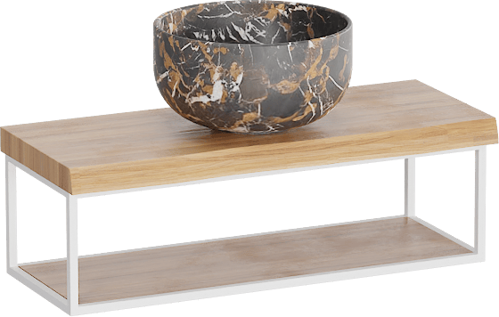 Balmani Life Edge Mini lave-mains 55 x 22,50 cm teck avec Bowl vasque à poser en marbre Portoro Gold