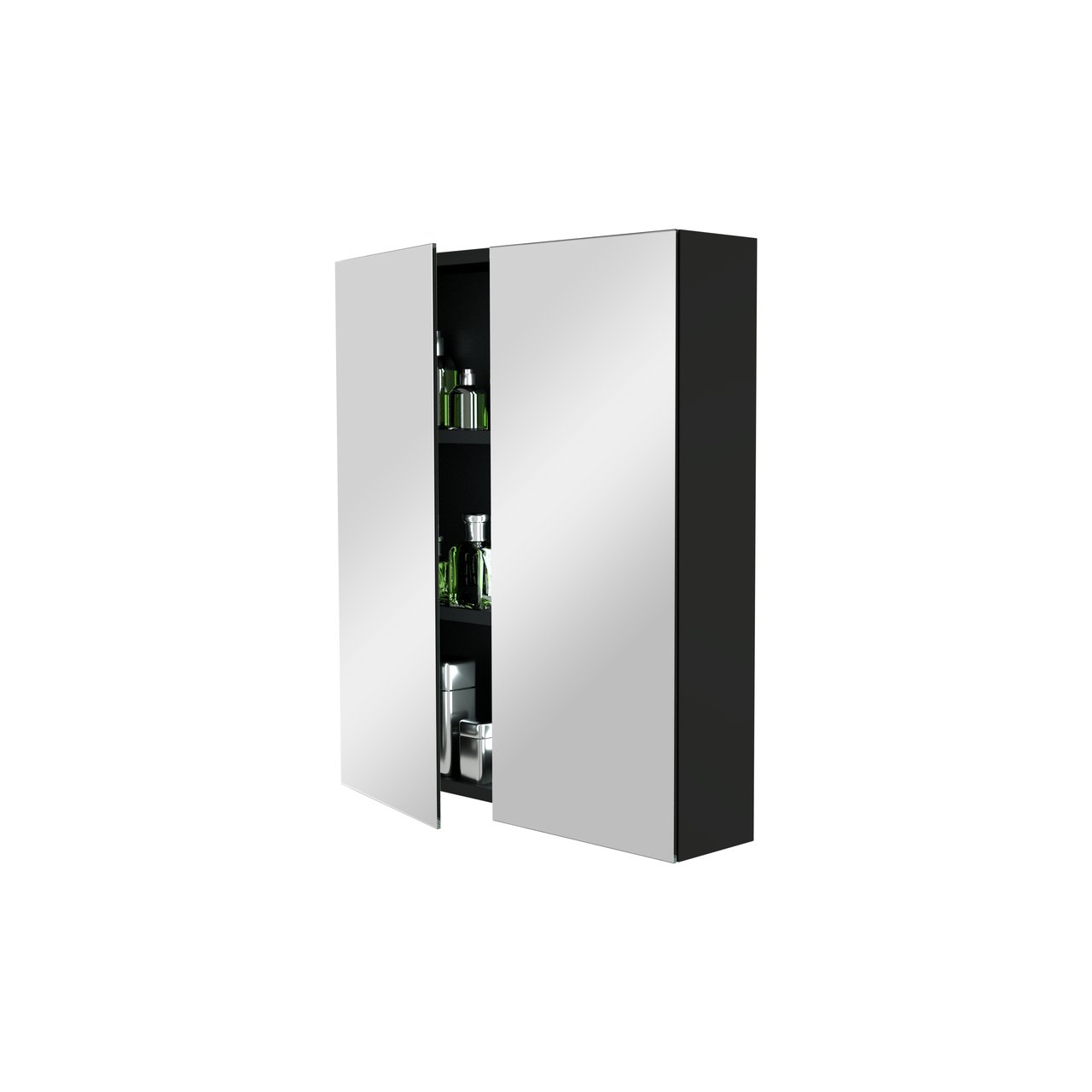 Storke Reflecta Spiegelschrank Bad: 65 x 75 cm, Schwarz Matt