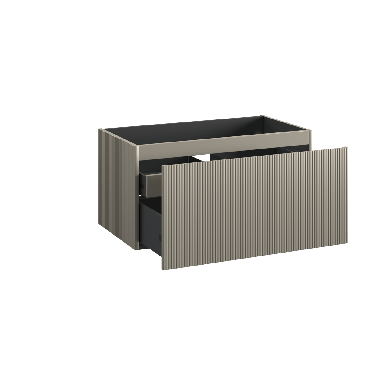 Storke Ribs meuble sous-vasque suspendu 95 x 52 cm soie grise 2 tiroirs