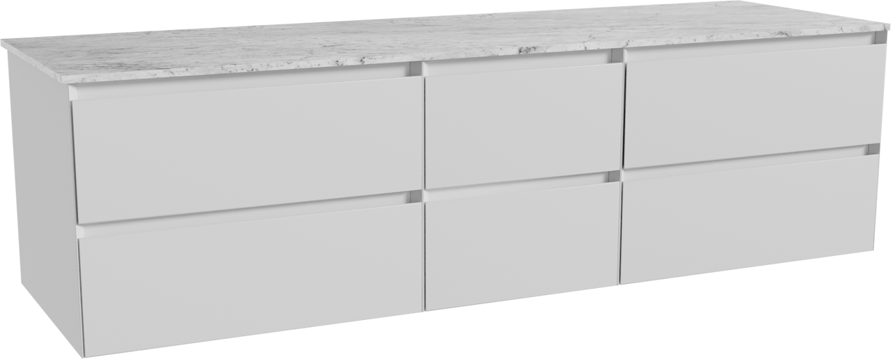 Balmani Mitra meuble salle de bains suspendu 180 x 55 cm blanc mat avec Stretto tablette simple ou double en marbre carrara