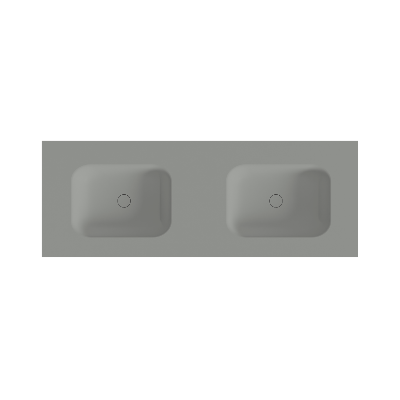 Balmani Tablo Arcato dubbele wastafel met crepine mat steengrijze Solid Surface 150 x 55 cm