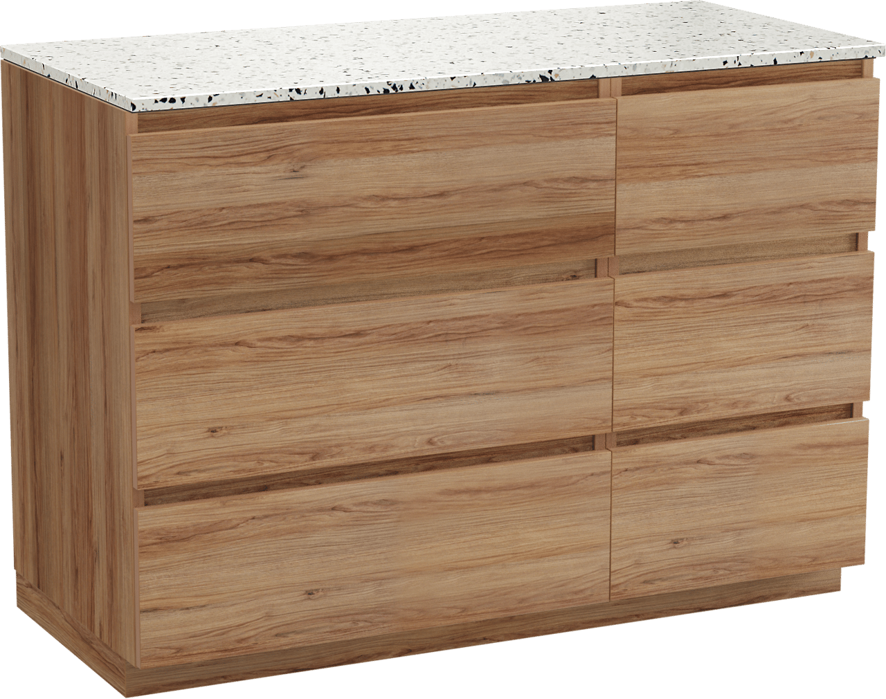 Balmani Lucida meuble salle de bains à poser 120 x 55 cm teck avec Stretto tablette simple ou double en blanc/noir mat terrazzo