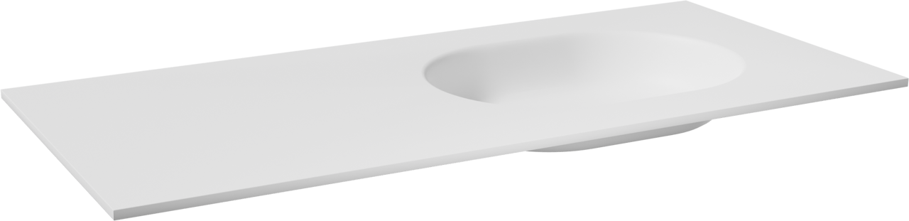 Balmani Tablo Oval Waschtisch Rechts Matt Weiße Solid Surface 120 x 55 cm