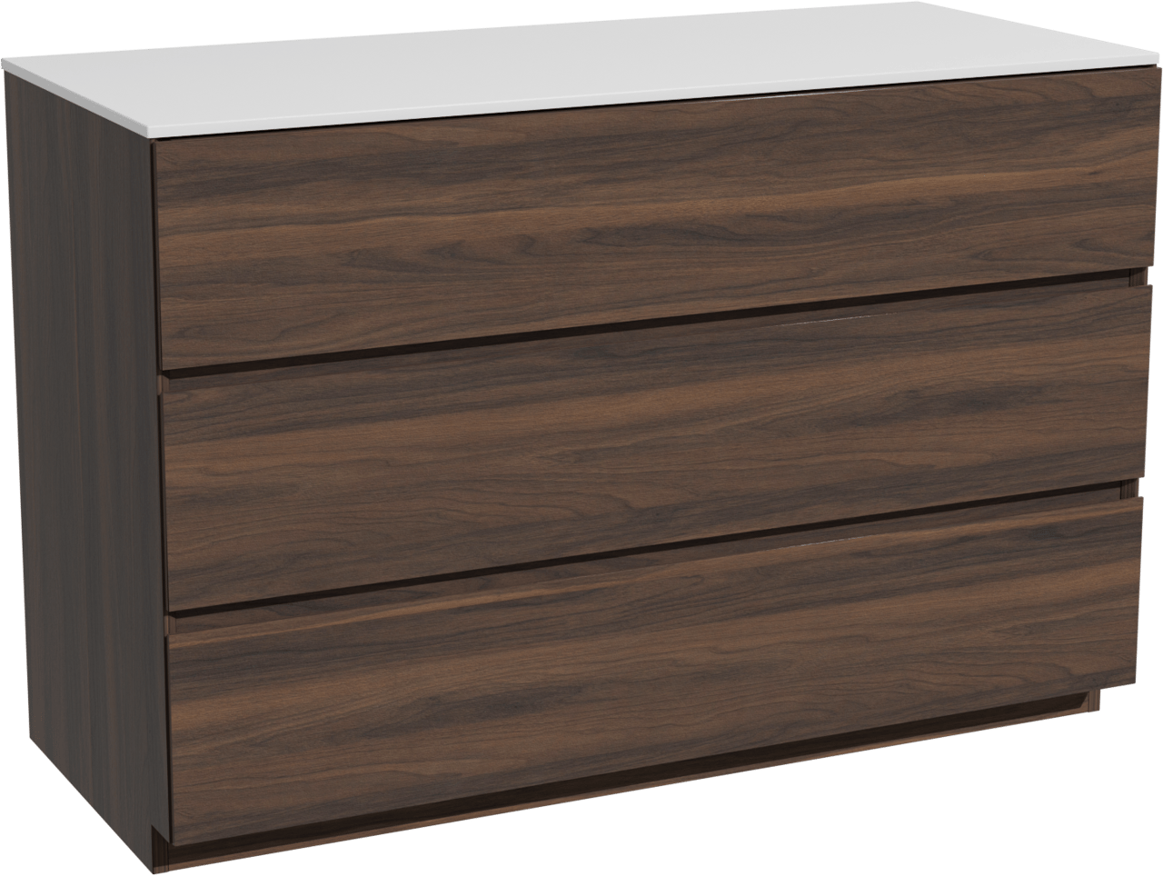 Storke Edge staand badmeubel 120 x 52 cm notenhout met Tavola enkel of dubbel wastafelblad in solid surface mat wit