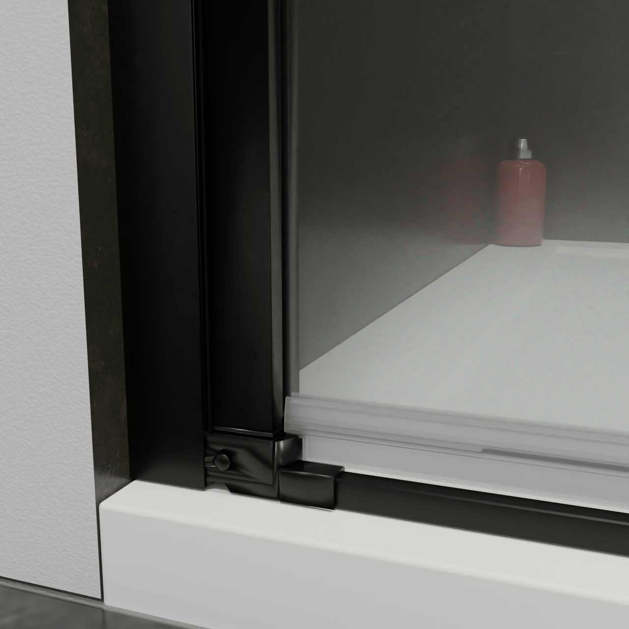 Luca Varess Kuresa porte pivotante 100 x 200 cm verre transparent avec bande matte profil noir mat