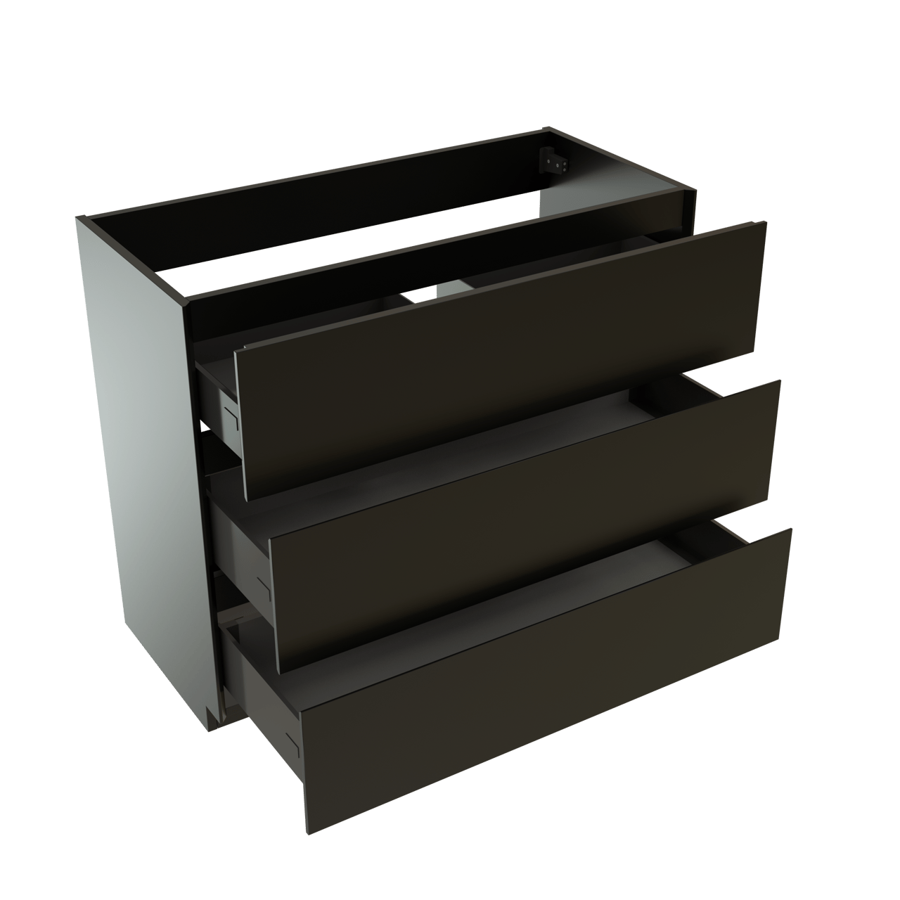 Storke Edge stehender Waschbeckenunterschrank: 100 x 46 cm, Schwarz matt, 3 Schubladen
