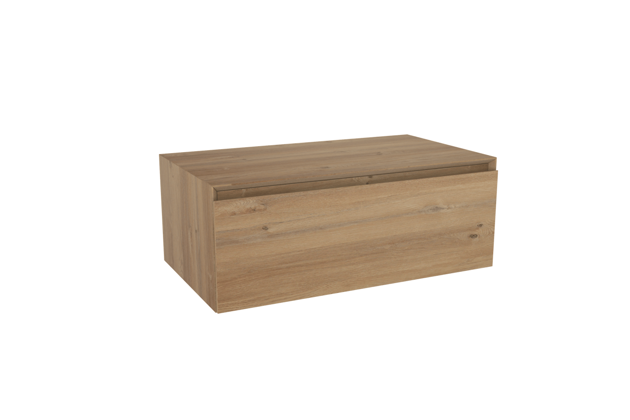 Storke Edge Modulo hängender Waschbeckenunterschrank: 85 x 48 cm, Eiche rustikal, 1 Schublade