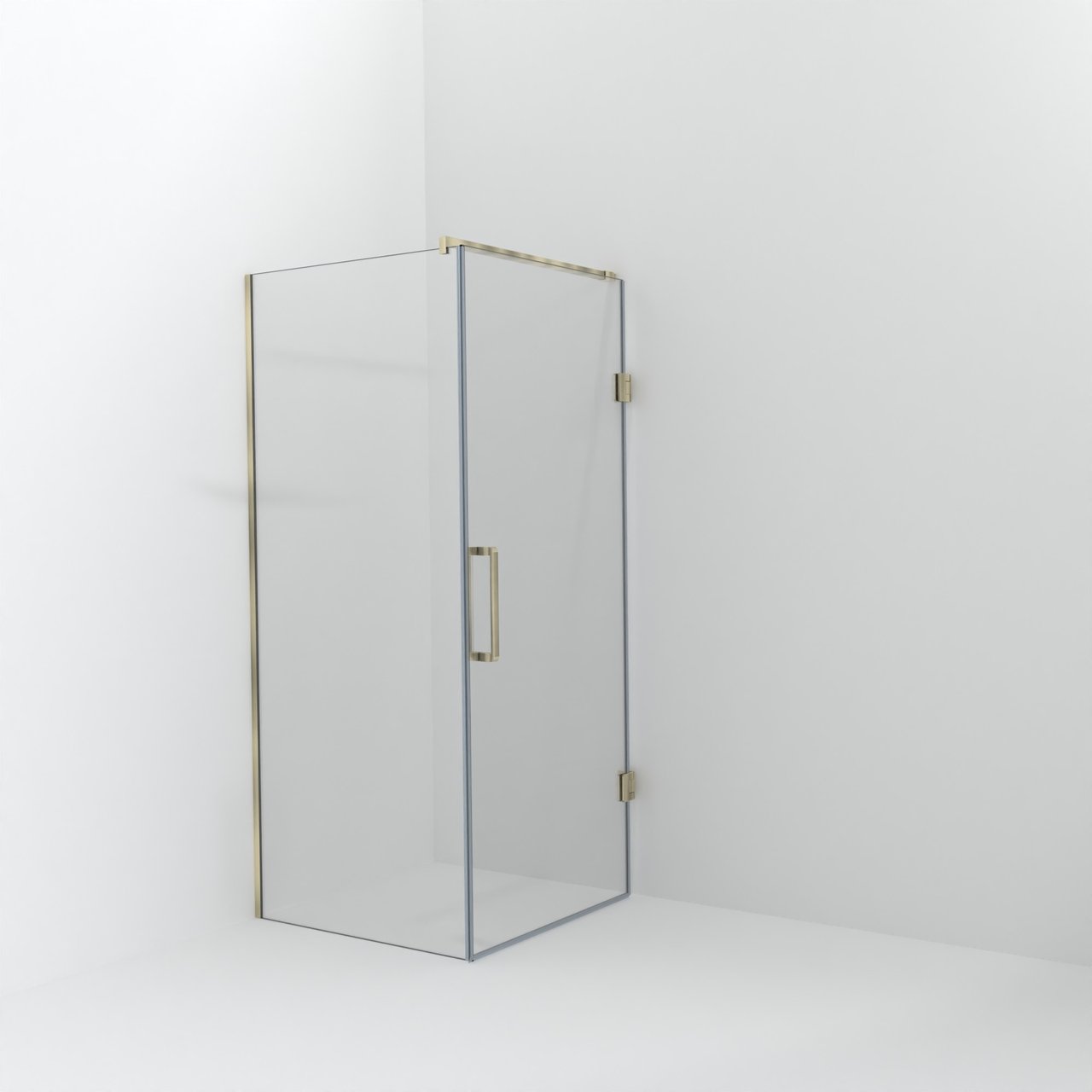 Balmani Modular Walk-In Dusche mit Tür: 90 x 200 cm mit Tür 90 cm, Klarglas, Profil Brushed Champagne Gold