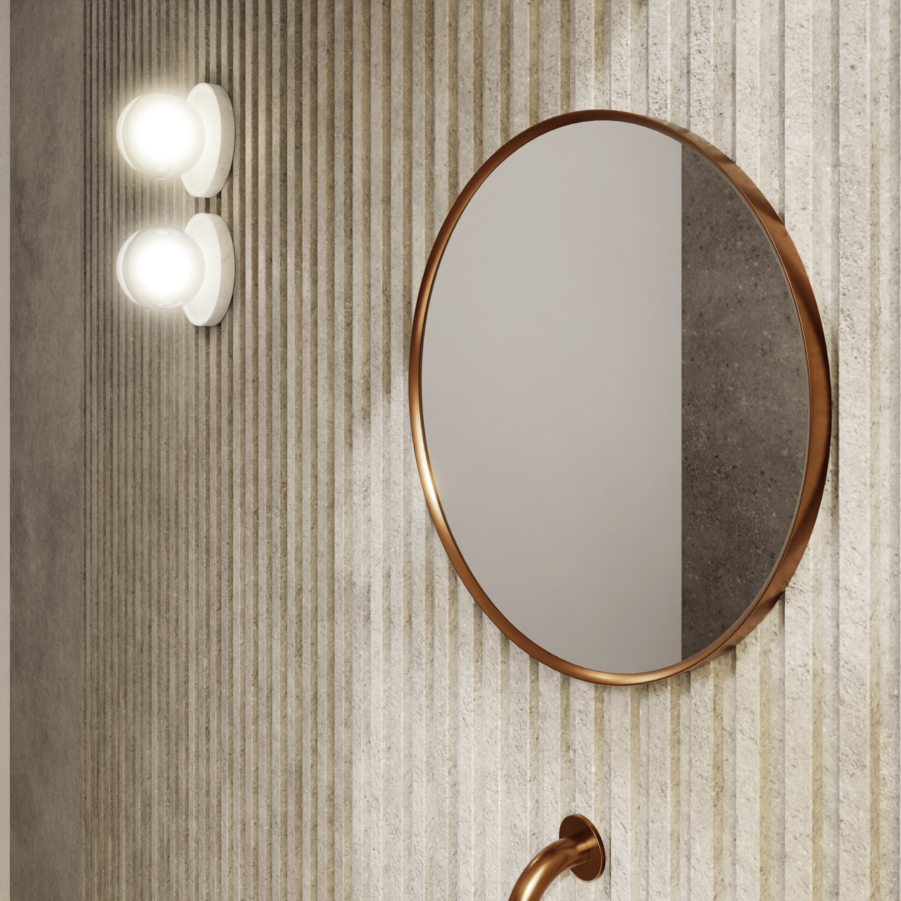 Balmani Auro Gäste-WC Spiegel: Rund, Brushed Rosegold, Ø 45 cm