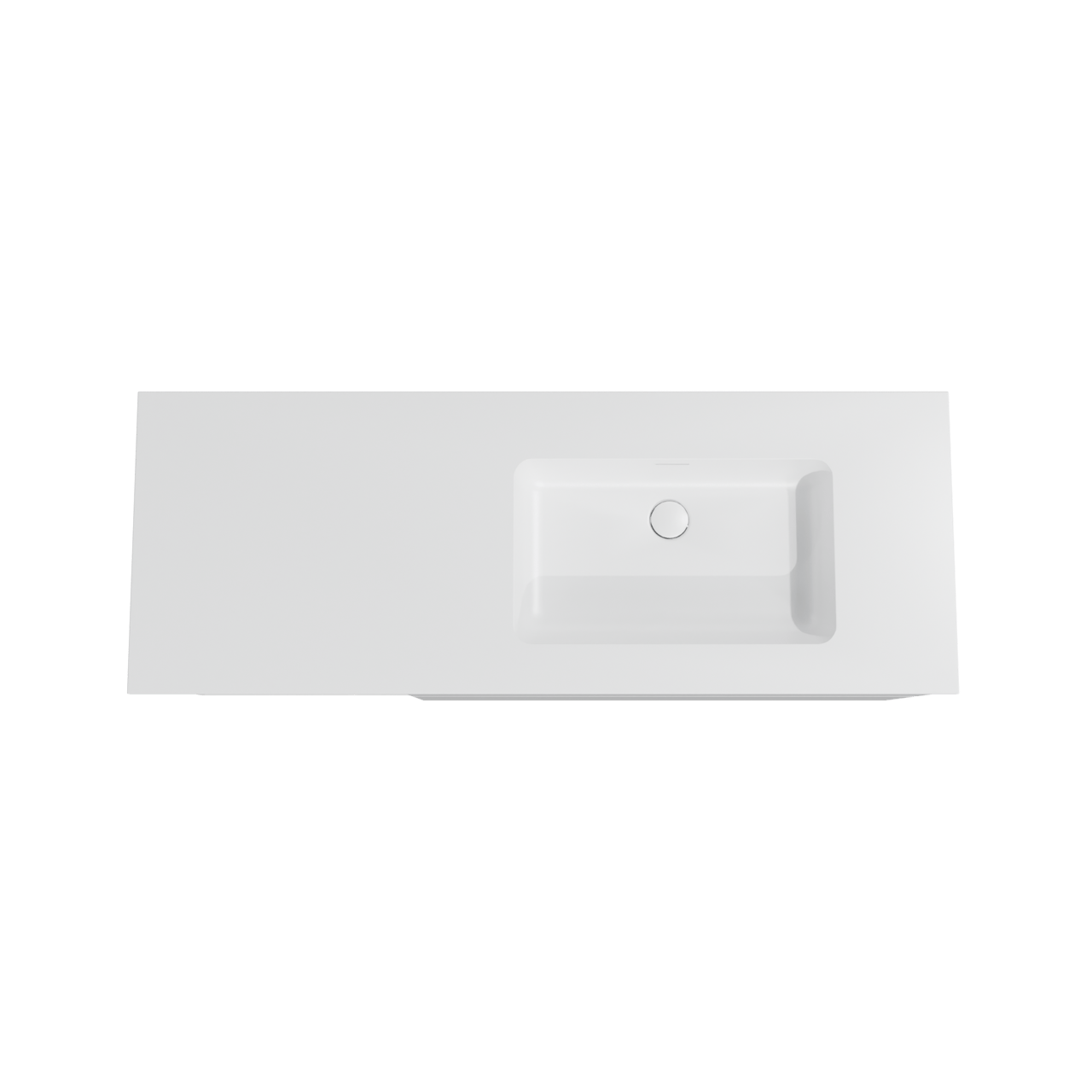Storke Edge zwevend badkamermeubel 140 x 52 cm glanzend wit met Mata asymmetrisch rechtse wastafel in solid surface mat wit