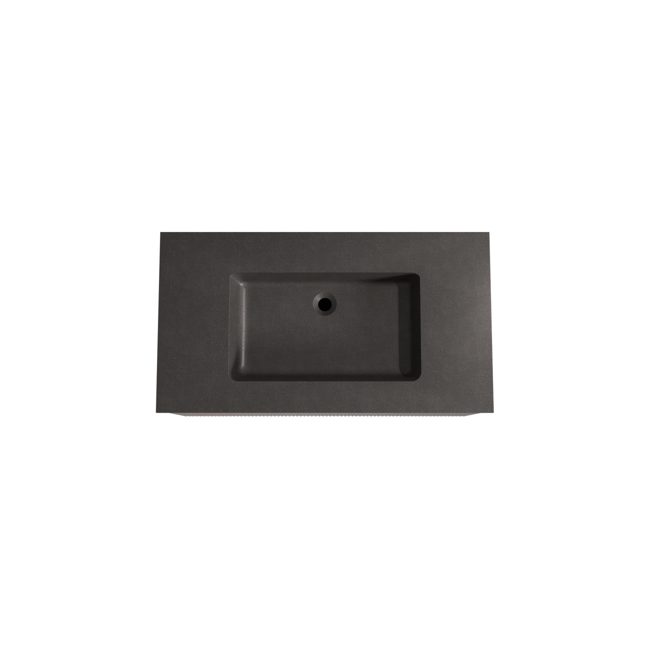 Storke Ribs zwevend badmeubel 95 x 52 cm notenhout met Scuro enkele wastafel in kwarts mat zwart, Verticale symmetrische rechte ribbel