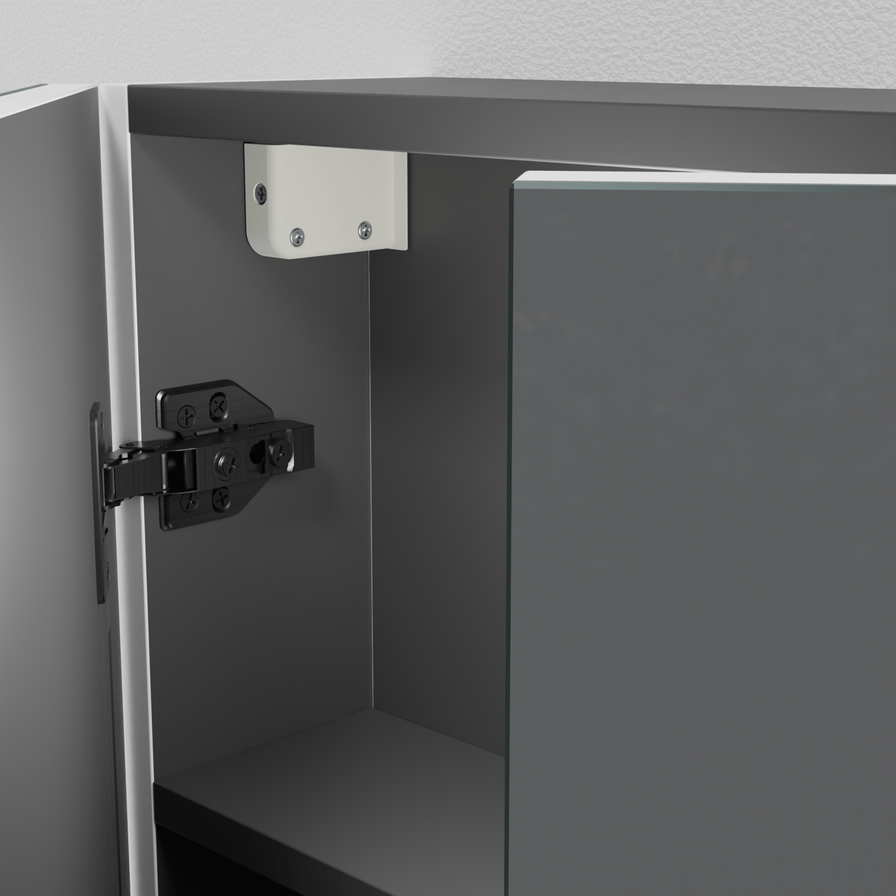 Linie Montro Spiegelschrank Bad: 60 x 75 cm, Weiß matt