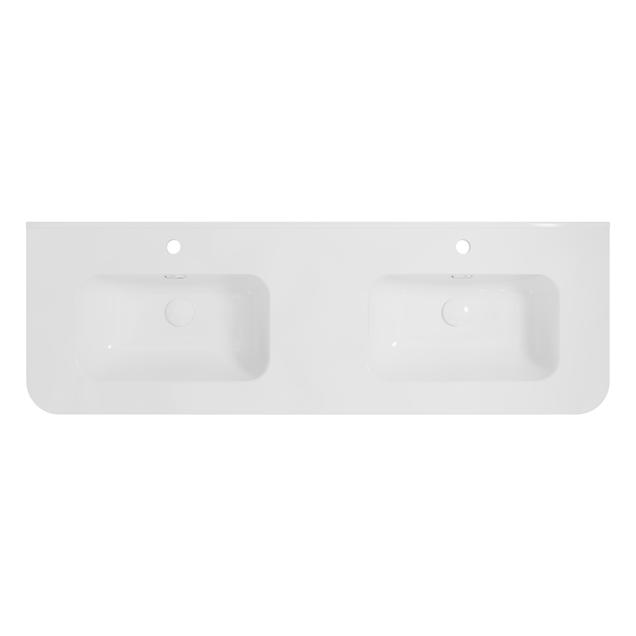 Storke Kera Soft dubbele wastafel Glanzend Witte porselein 140 x 46 cm
