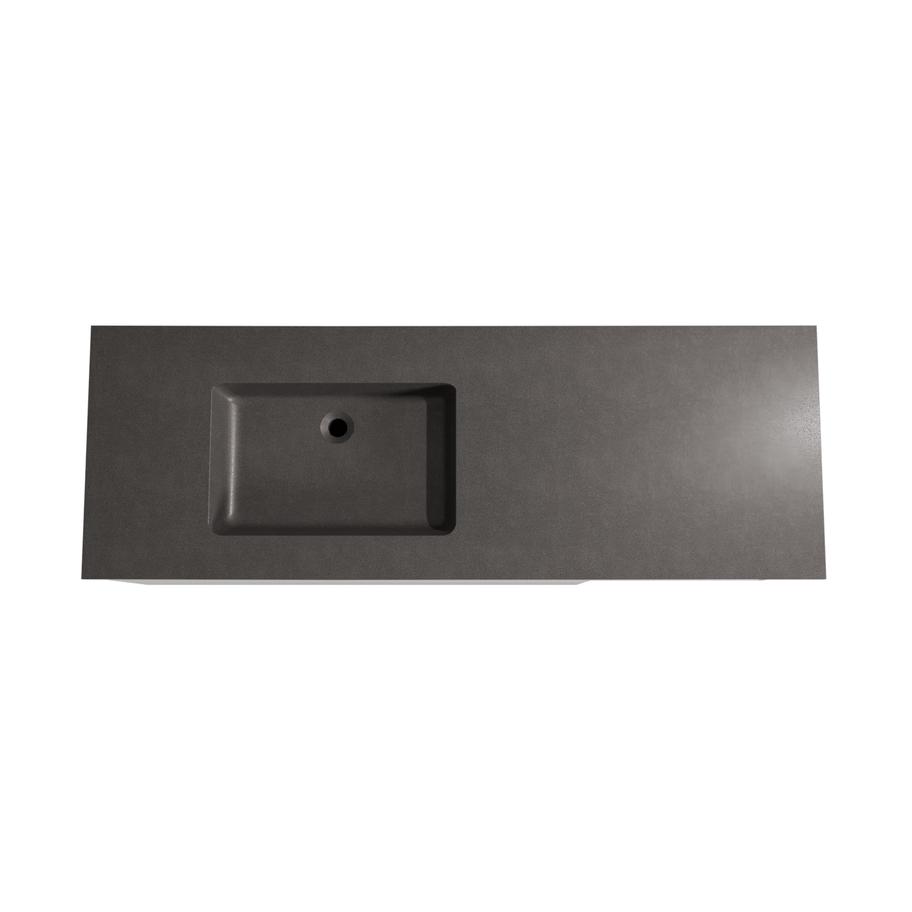 Storke Edge meuble salle de bains suspendu 150 x 52 cm blanc brillant avec Scuro plan vasque asymétrique à gauche en quartz noir mat