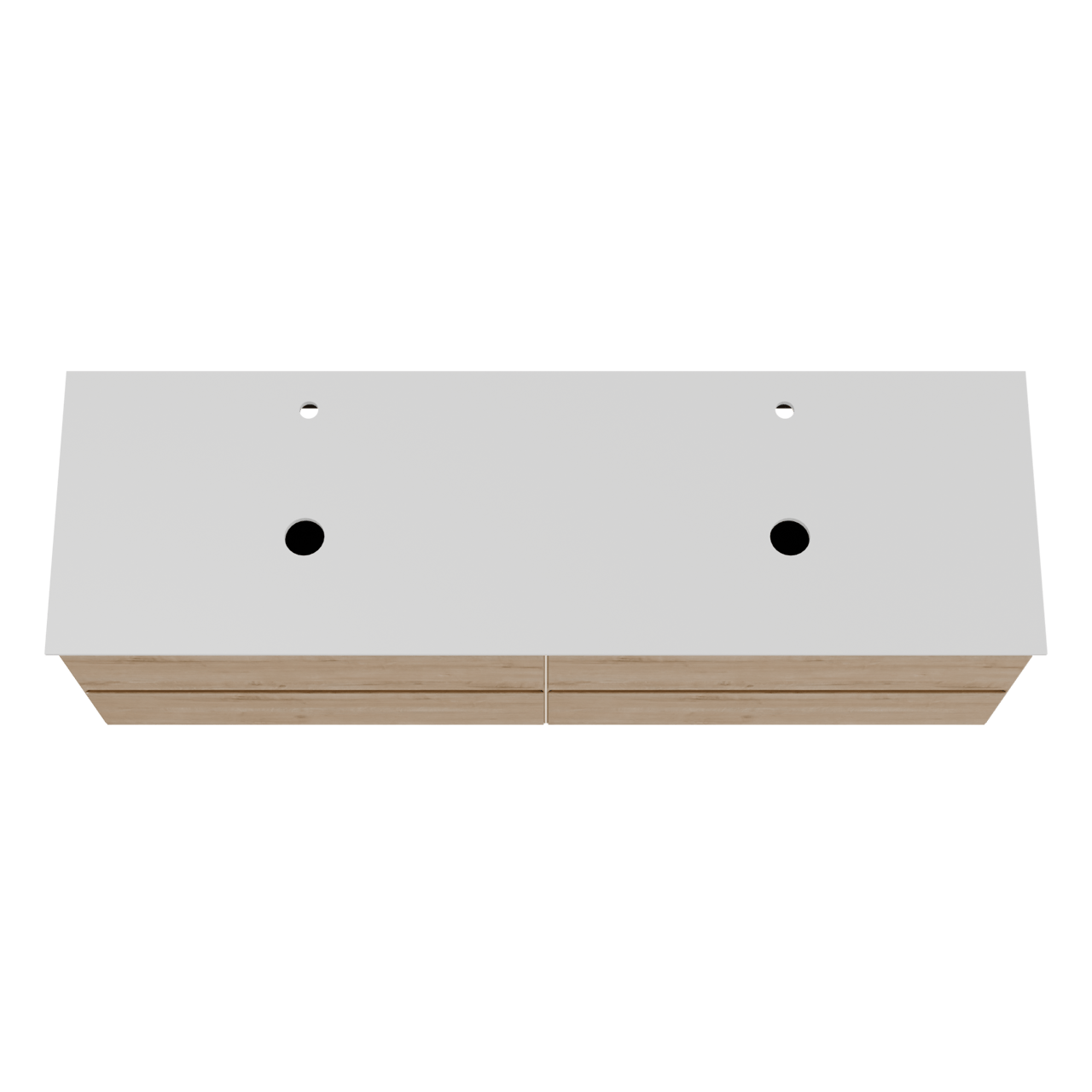 Balmani Mitra meuble salle de bains suspendu 180 x 55 cm chêne brut avec Facetta tablette double en solid surface blanc mat