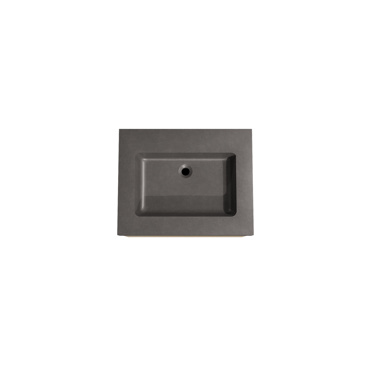 Storke Edge zwevend badmeubel 65 x 52 cm ruw eiken met Scuro High enkele wastafel in kwarts mat zwart