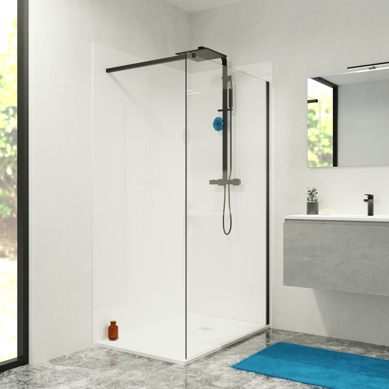 Linie Wall set douchewandbekleding 120 x 90 x 220 cm acryl glanzend wit