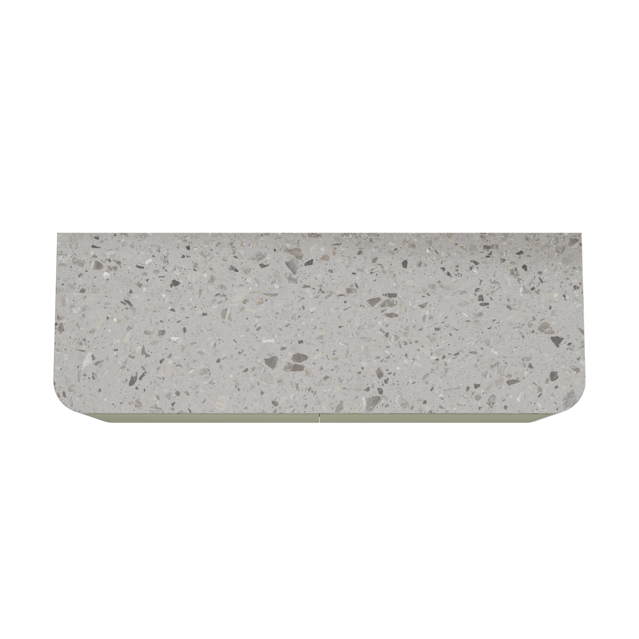 Balmani Moon zwevend badkamermeubel 160 x 55 cm saliegroen met Moon enkel of dubbel tablet in terrazzo greige terrazzo