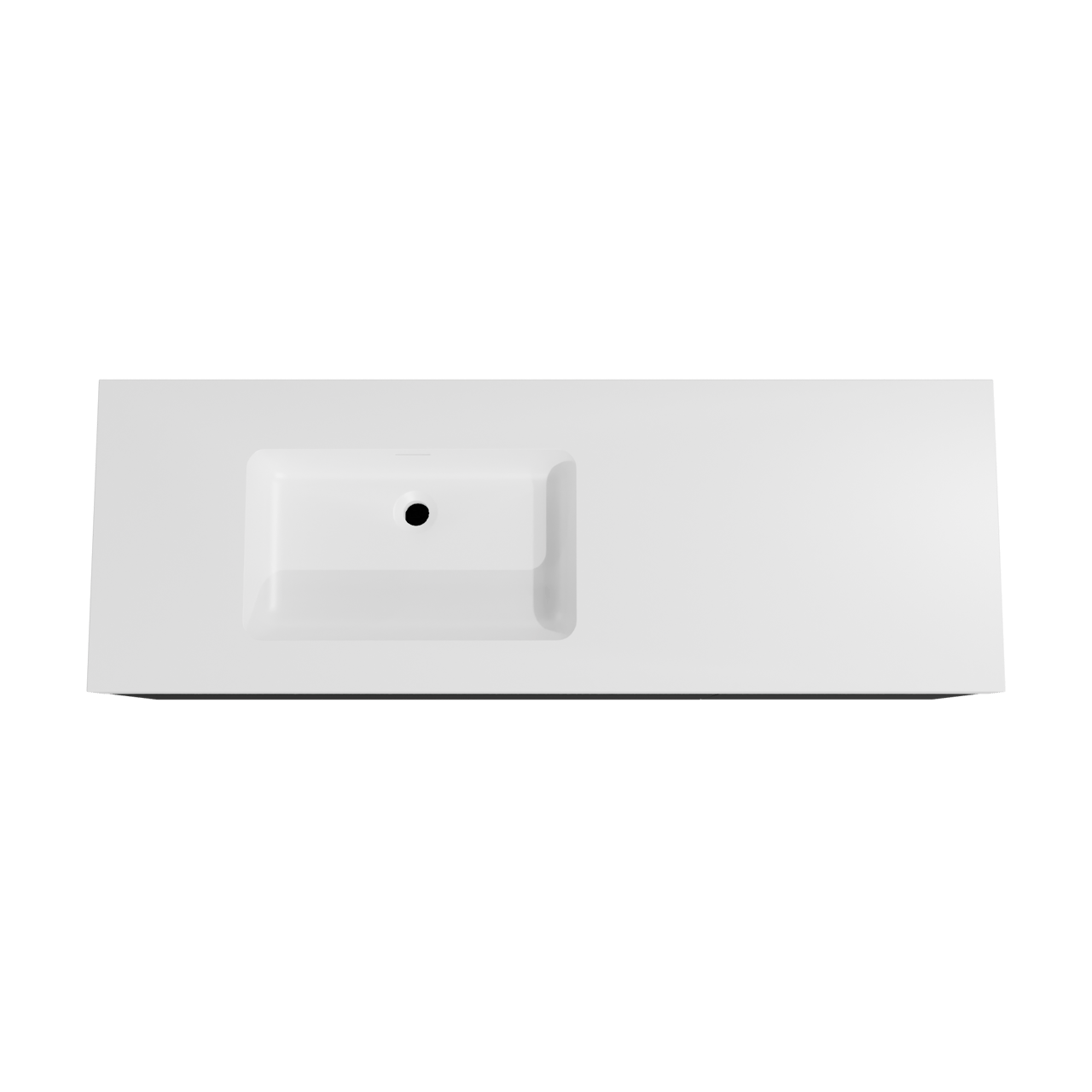 Storke Edge zwevend badmeubel 150 x 52 cm mat zwart met Mata High asymmetrisch linkse wastafel in solid surface mat wit