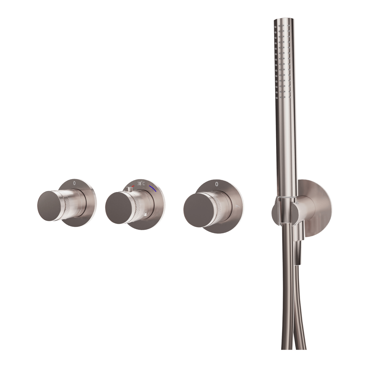 Blaufoss Pavilion Thermostat-Duscharmatur: Unterputz, Brushed Coolmetal, Einbauelement inklusive