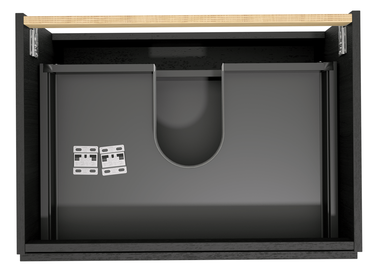 Balmani Lucida hängender Waschbeckenunterschrank: 75 x 55 cm, Eiche Schwarz, 2 Schubladen